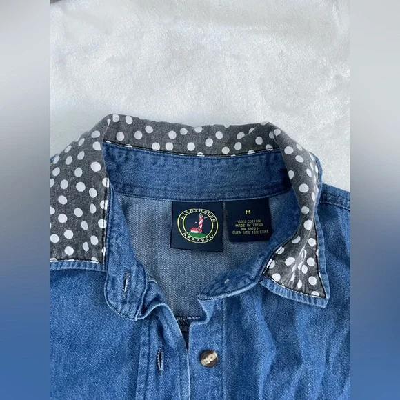 Vintage light Denim Shacket with Dogs and Polka Dots - Picture 4 of 5